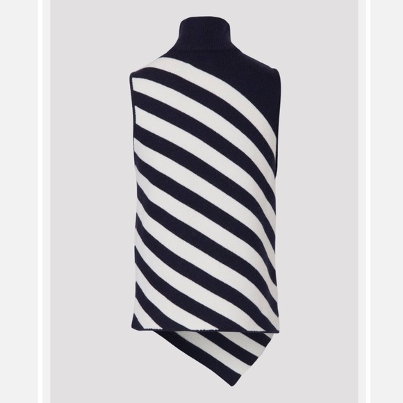 Molly Cashmere Navy Stripes Asymmetrical top - Picture 6 of 12